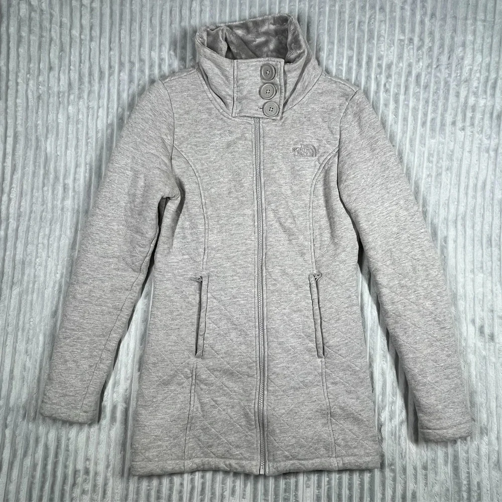North Face Caroluna Quilted Fleece Lined Jacket Women's S Gray Warm Comfort Prep